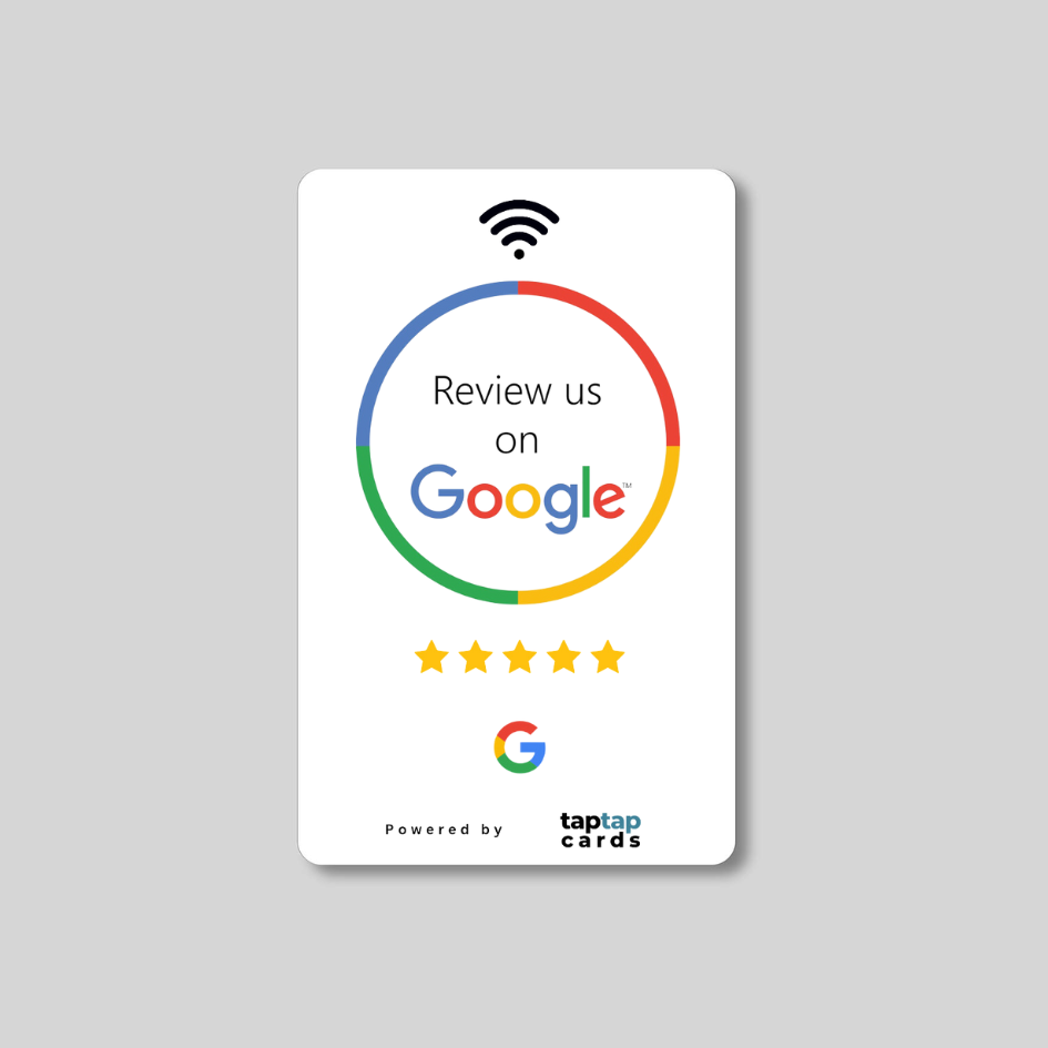 1 Google Review Card by Tap Tap Cards. The best way to get more Google Reviews.